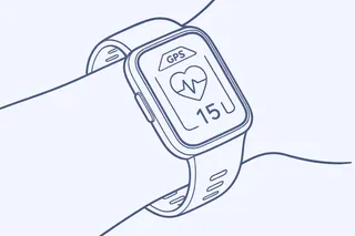 Fitbit Edge images show a screen band with seven days of battery