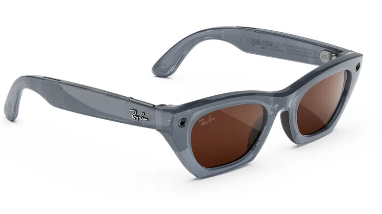 The Ray-Ban Meta Gen 3 Zena glasses in a translucent frame with copper-brown lenses